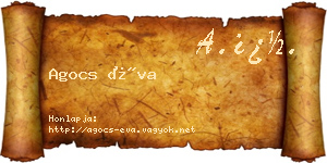 Agocs Éva névjegykártya